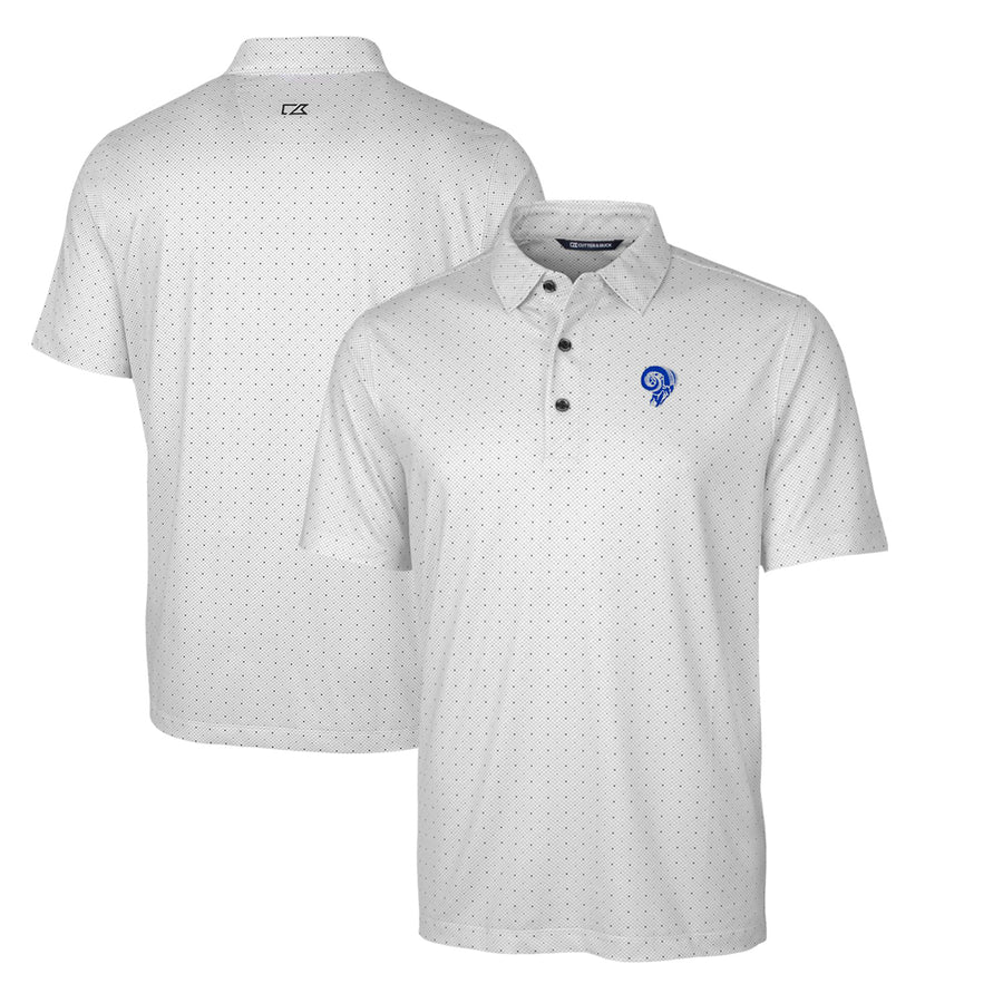 Men's Cutter & Buck Charcoal Los Angeles Rams Throwback Logo Big & Tall Pike Double Dot Print Stretch Polo