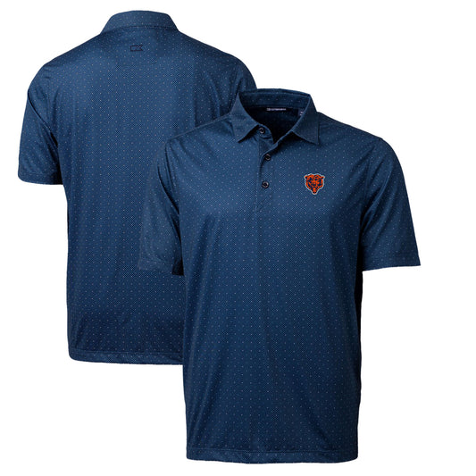 Men's Cutter & Buck Navy Chicago Bears Throwback Logo Big & Tall Pike Double Dot Print Stretch Polo