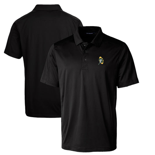 Men's Cutter & Buck Black Green Bay Packers Throwback Logo Big & Tall Prospect Textured Stretch Polo