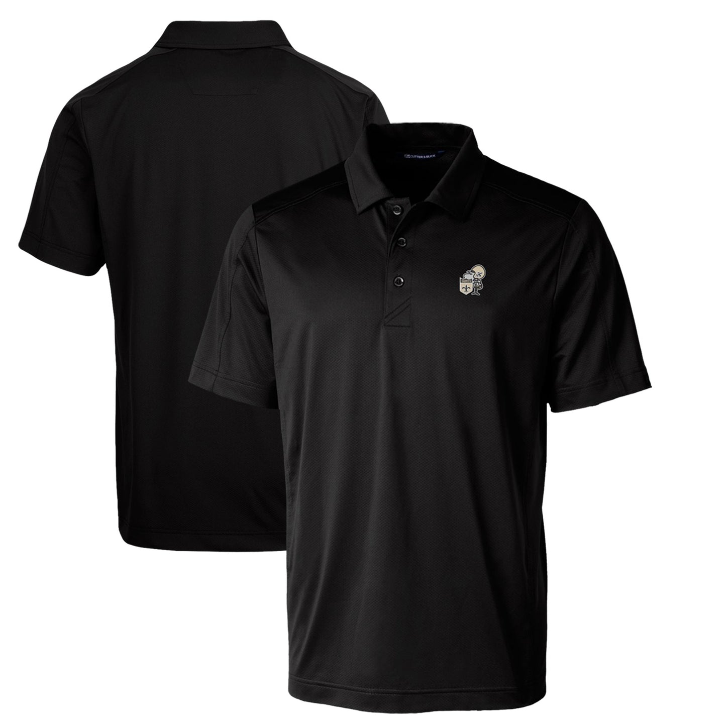 Men's Cutter & Buck Black New Orleans Saints Throwback Logo Big & Tall Prospect Textured Stretch Polo