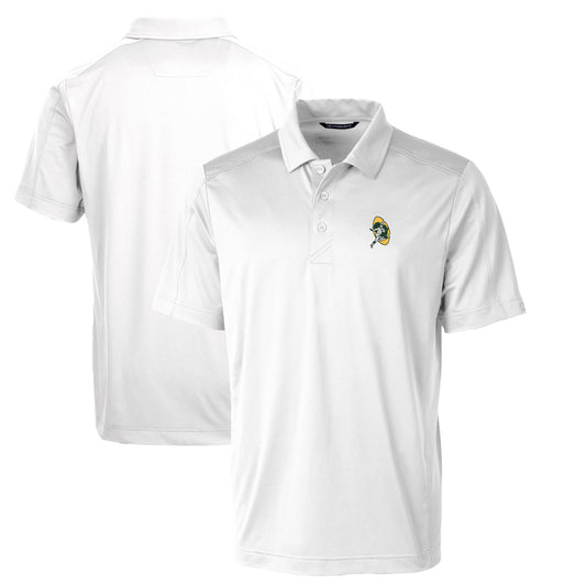 Men's Cutter & Buck White Green Bay Packers Throwback Logo Big & Tall Prospect Textured Stretch Polo