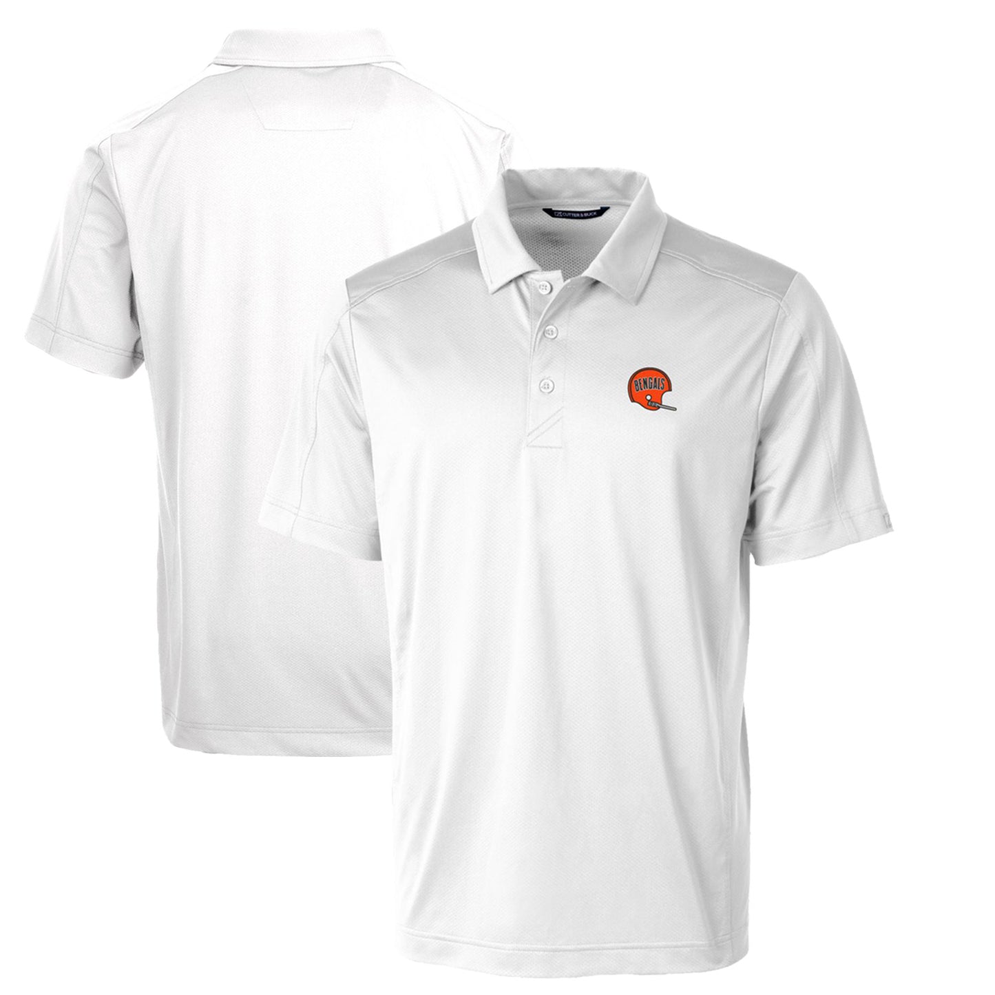 Men's Cutter & Buck White Cincinnati Bengals Throwback Logo Big & Tall Prospect Textured Stretch Polo