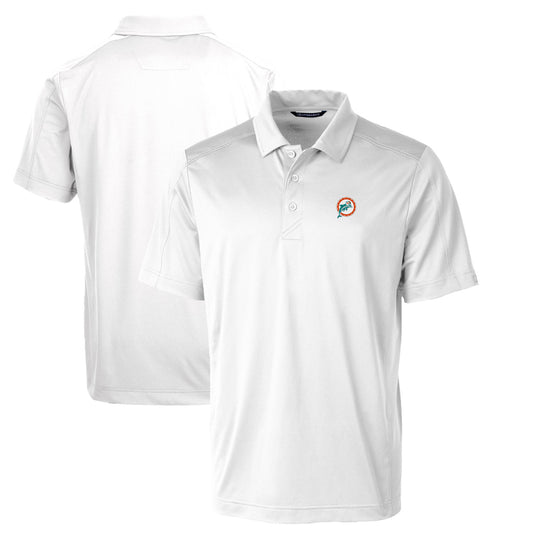 Men's Cutter & Buck White Miami Dolphins Throwback Logo Big & Tall Prospect Textured Stretch Polo