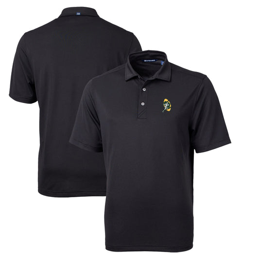 Men's Cutter & Buck Black Green Bay Packers Throwback Logo Virtue Eco Pique Recycled Big & Tall Polo