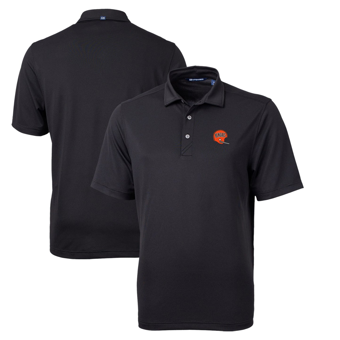 Men's Cutter & Buck Black Cincinnati Bengals Throwback Logo Virtue Eco Pique Recycled Big & Tall Polo