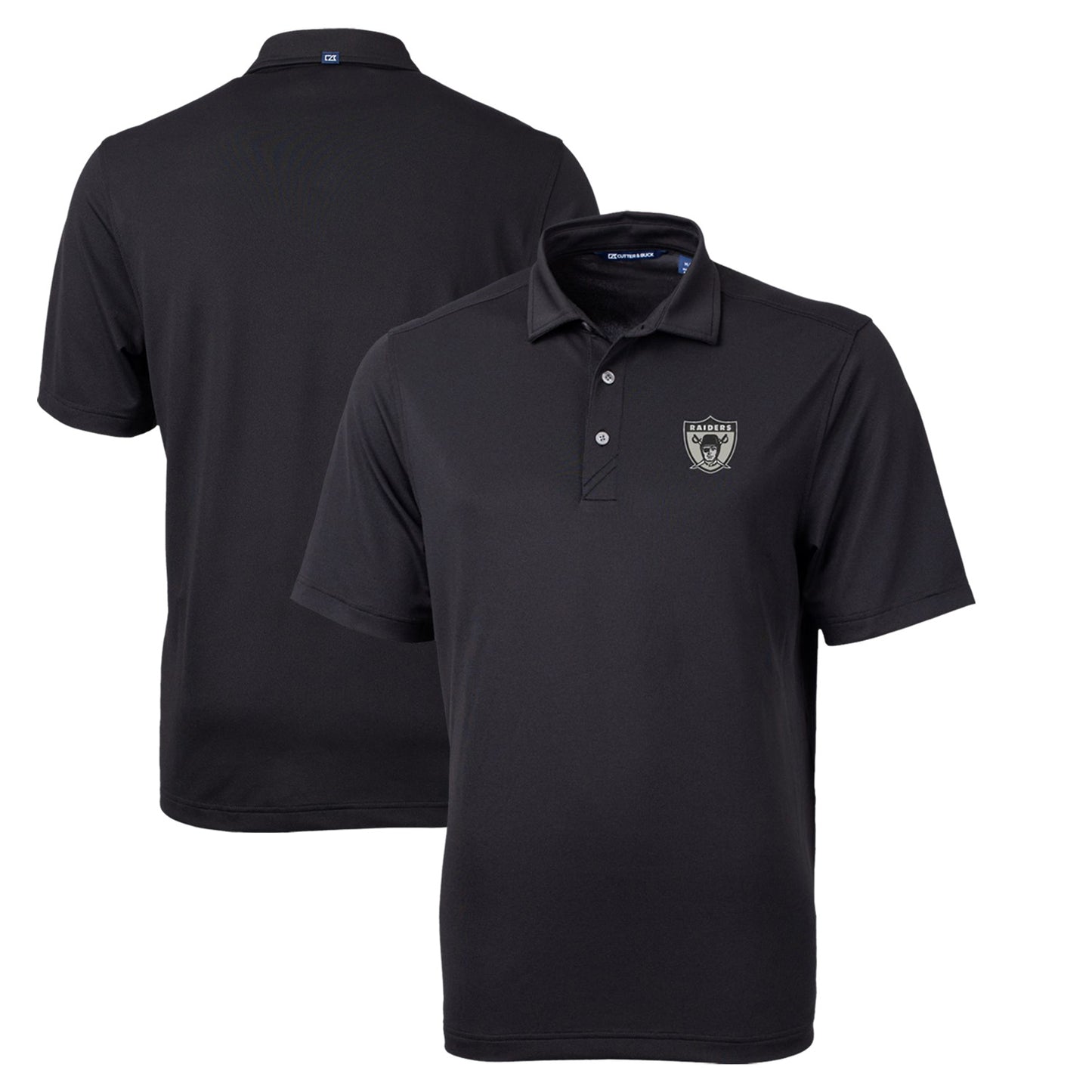 Men's Cutter & Buck Black Las Vegas Raiders Throwback Logo Virtue Eco Pique Recycled Big & Tall Polo