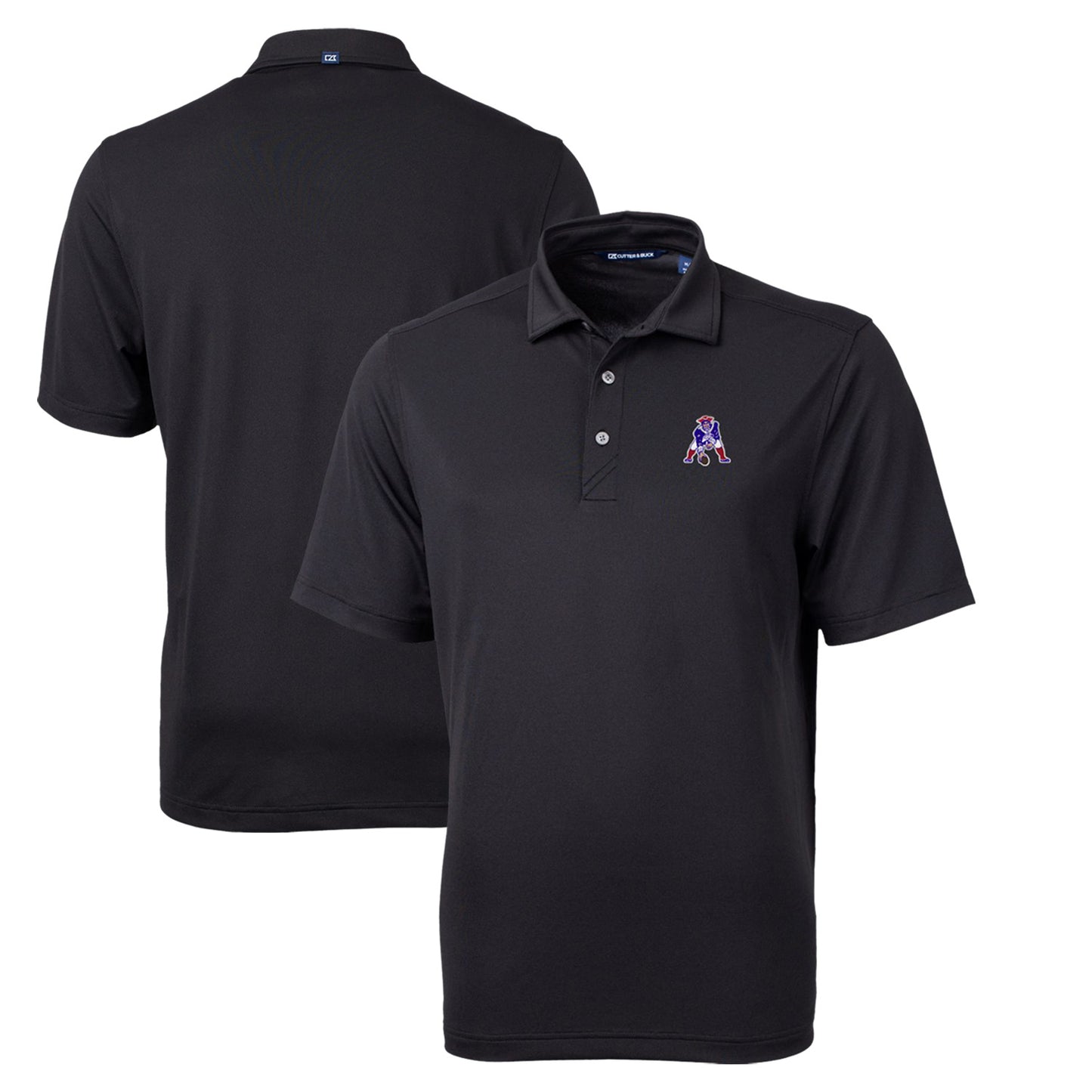 Men's Cutter & Buck Black New England Patriots Throwback Logo Virtue Eco Pique Recycled Big & Tall Polo