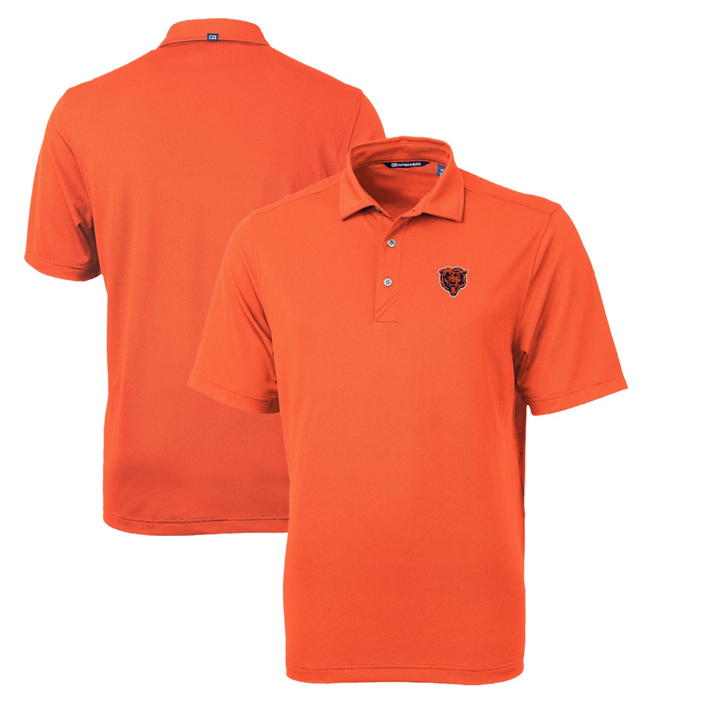 Men's Cutter & Buck Orange Chicago Bears Throwback Logo Virtue Eco Pique Recycled Big & Tall Polo