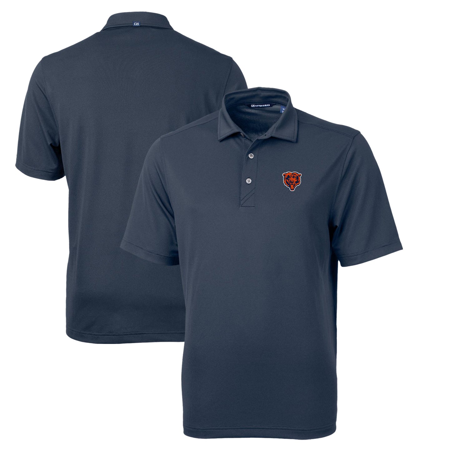 Men's Cutter & Buck Navy Chicago Bears Throwback Logo Virtue Eco Pique Recycled Big & Tall Polo