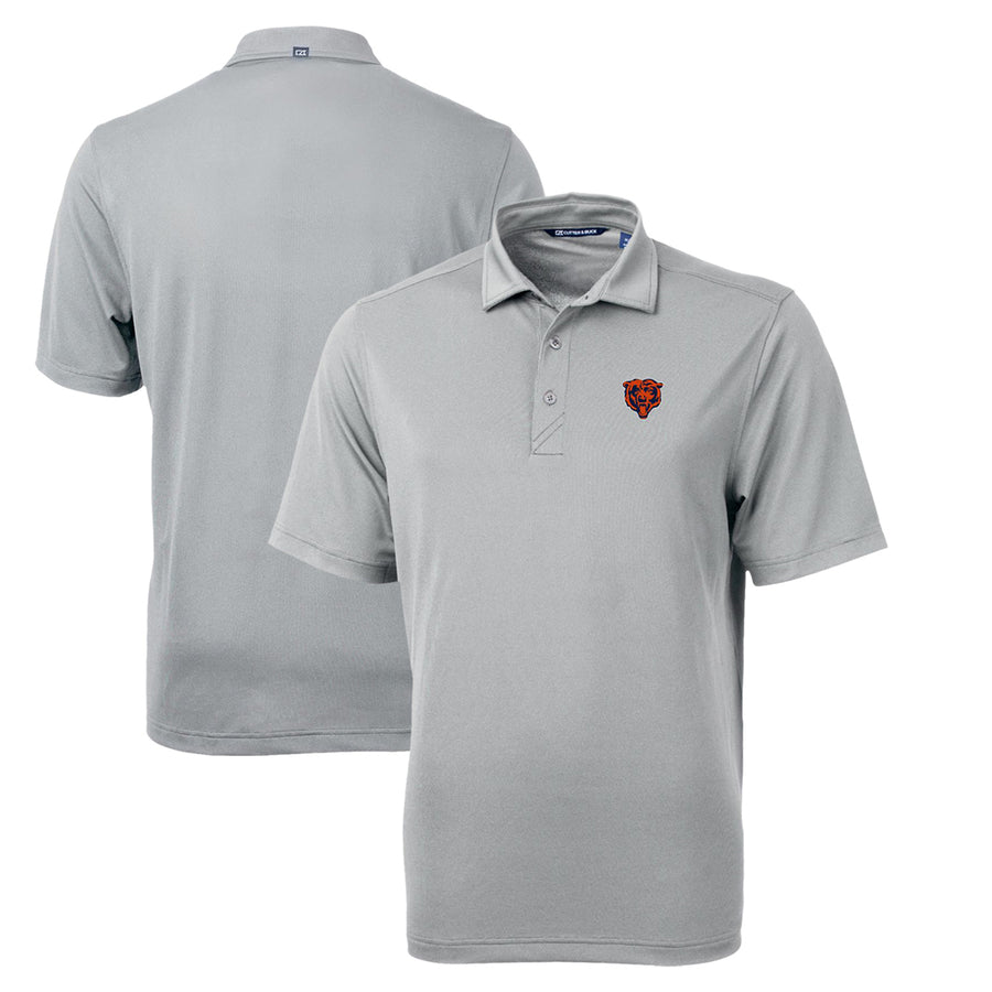 Men's Cutter & Buck Gray Chicago Bears Throwback Logo Virtue Eco Pique Recycled Big & Tall Polo