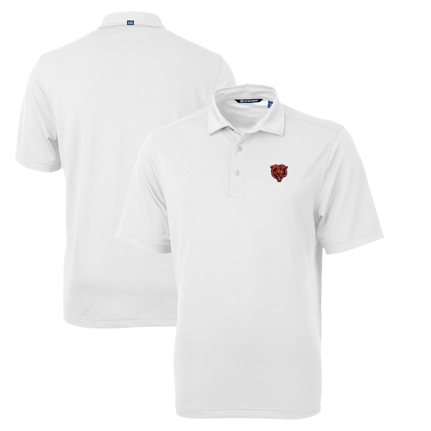 Men's Cutter & Buck White Chicago Bears Throwback Logo Virtue Eco Pique Recycled Big & Tall Polo