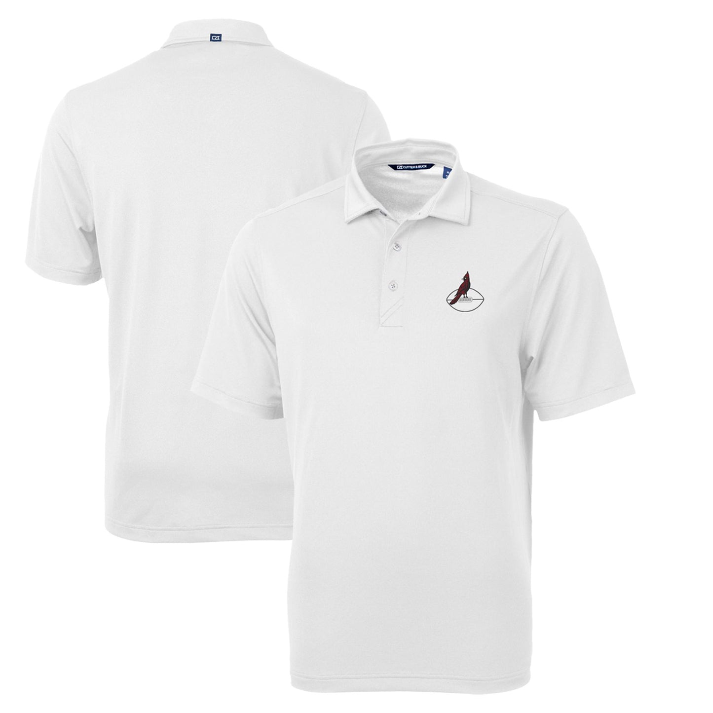 Men's Cutter & Buck White Arizona Cardinals Throwback Logo Virtue Eco Pique Recycled Big & Tall Polo