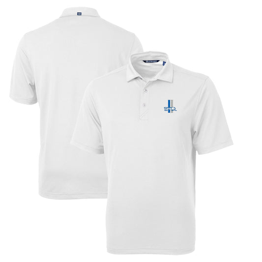 Men's Cutter & Buck White Detroit Lions Throwback Logo Virtue Eco Pique Recycled Big & Tall Polo