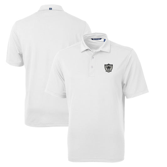 Men's Cutter & Buck White Las Vegas Raiders Throwback Logo Virtue Eco Pique Recycled Big & Tall Polo