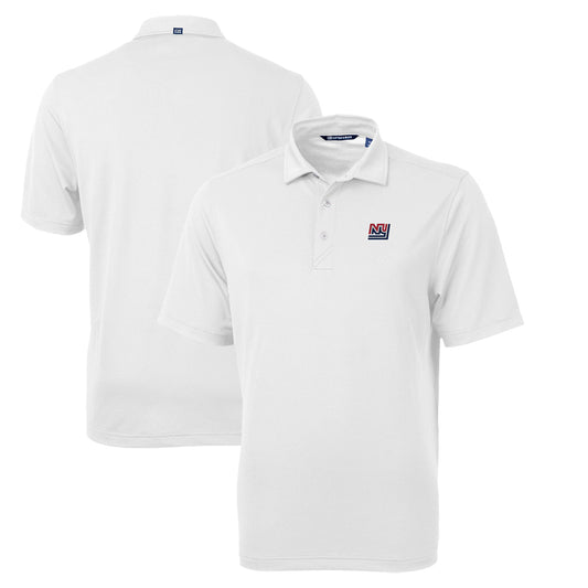 Men's Cutter & Buck White New York Giants Throwback Logo Virtue Eco Pique Recycled Big & Tall Polo