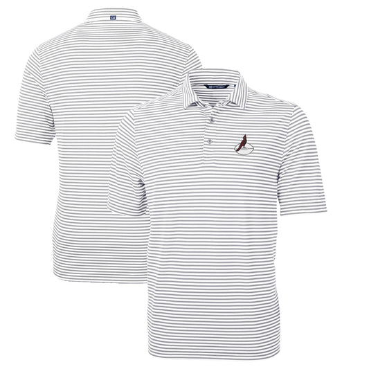 Men's Cutter & Buck Gray Arizona Cardinals Throwback Logo Virtue Eco Pique Stripe Recycled Big & Tall Polo