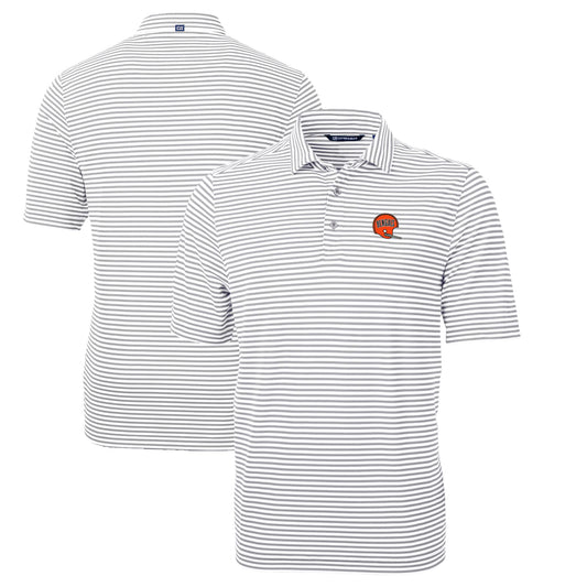 Men's Cutter & Buck Gray Cincinnati Bengals Throwback Logo Virtue Eco Pique Stripe Recycled Big & Tall Polo