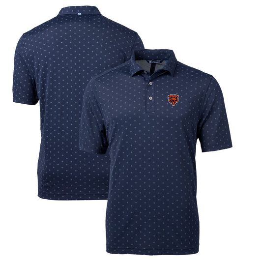 Men's Cutter & Buck Navy Chicago Bears Throwback Logo Virtue Eco Pique Tile Recycled Big & Tall Polo