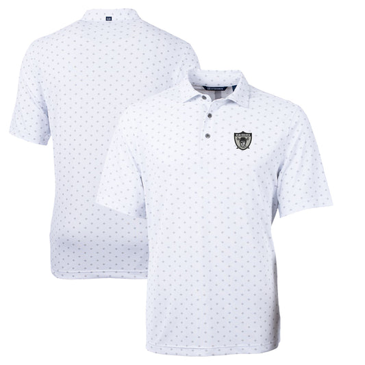 Men's Cutter & Buck White Las Vegas Raiders Throwback Logo Virtue Eco Pique Tile Recycled Big & Tall Polo