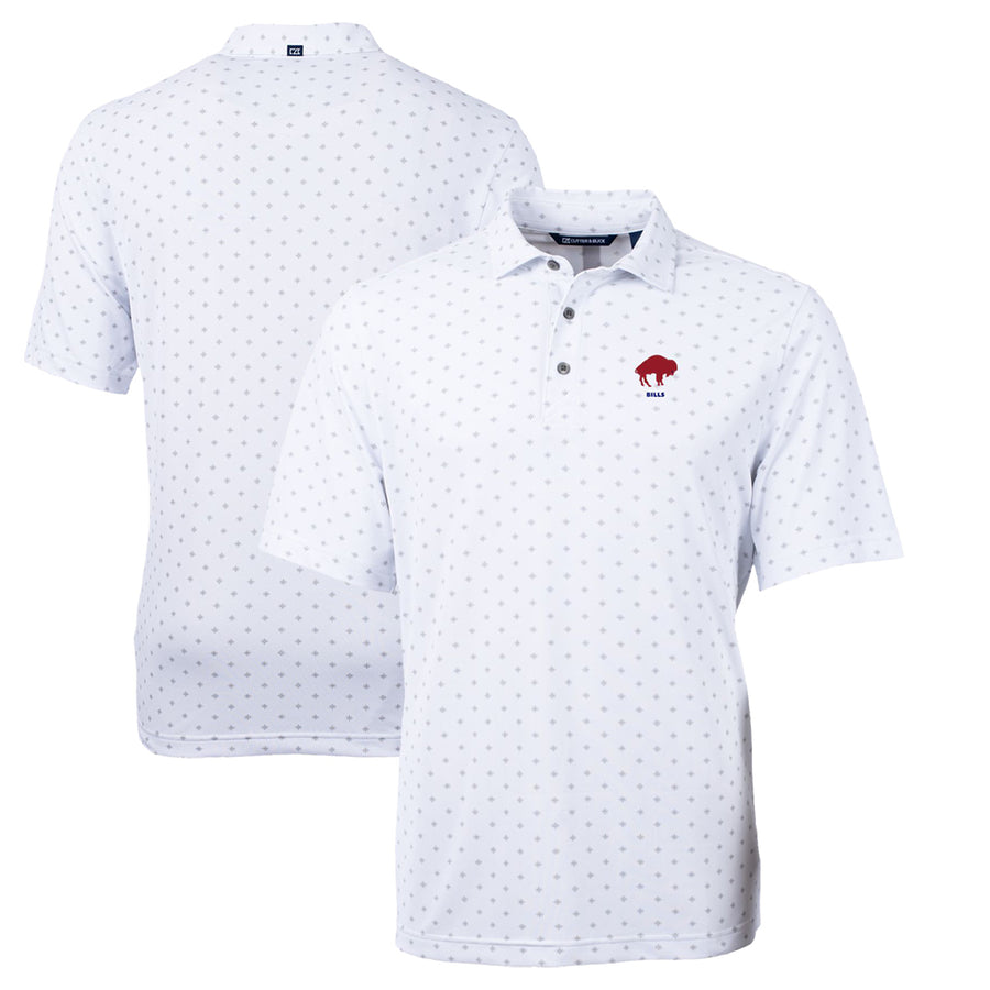 Men's Cutter & Buck White Buffalo Bills Throwback Logo Virtue Eco Pique Tile Recycled Big & Tall Polo