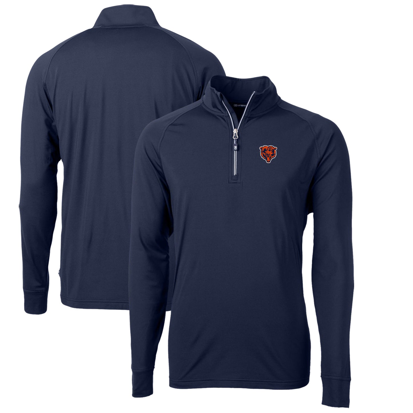 Men's Cutter & Buck Navy Chicago Bears Adapt Eco Knit Stretch Recycled Big & Tall Quarter-Zip Throwback Pullover Top