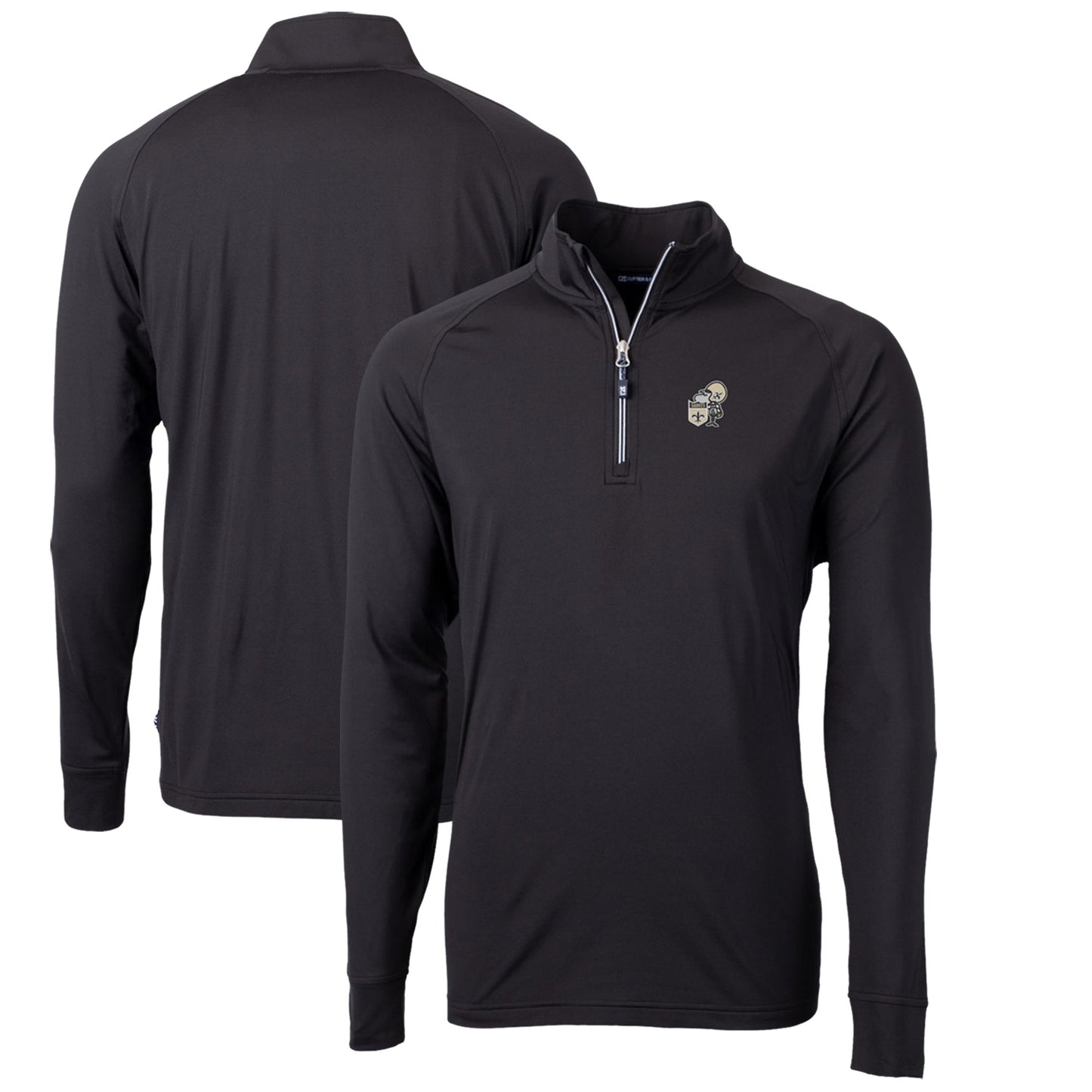 Men's Cutter & Buck Black New Orleans Saints Adapt Eco Knit Stretch Recycled Big & Tall Quarter-Zip Throwback Pullover Top