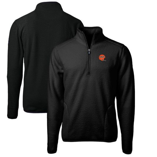 Men's Cutter & Buck Black Cincinnati Bengals Cascade Eco Sherpa Fleece Big & Tall Quarter-Zip Throwback Jacket