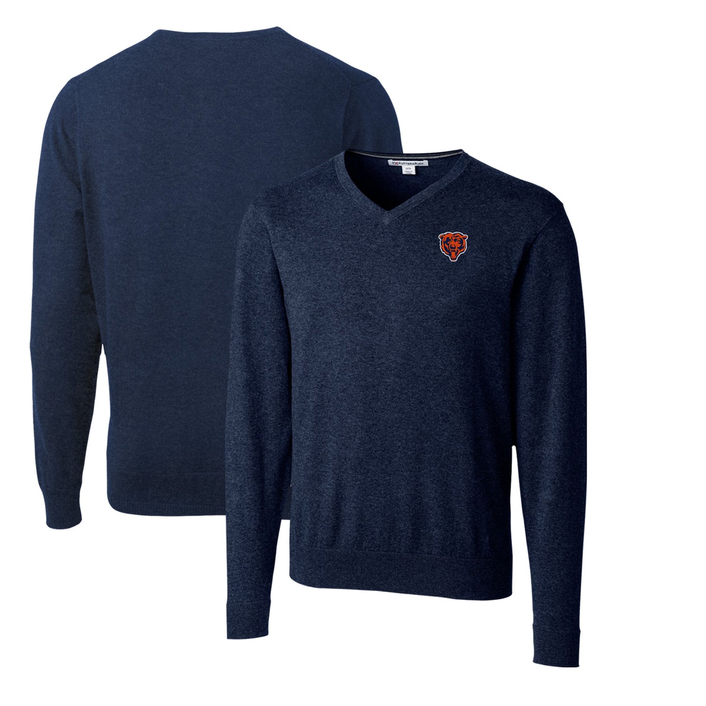 Men's Cutter & Buck Navy Chicago Bears Throwback Logo Lakemont Tri-Blend Big & Tall V-Neck Pullover Sweater