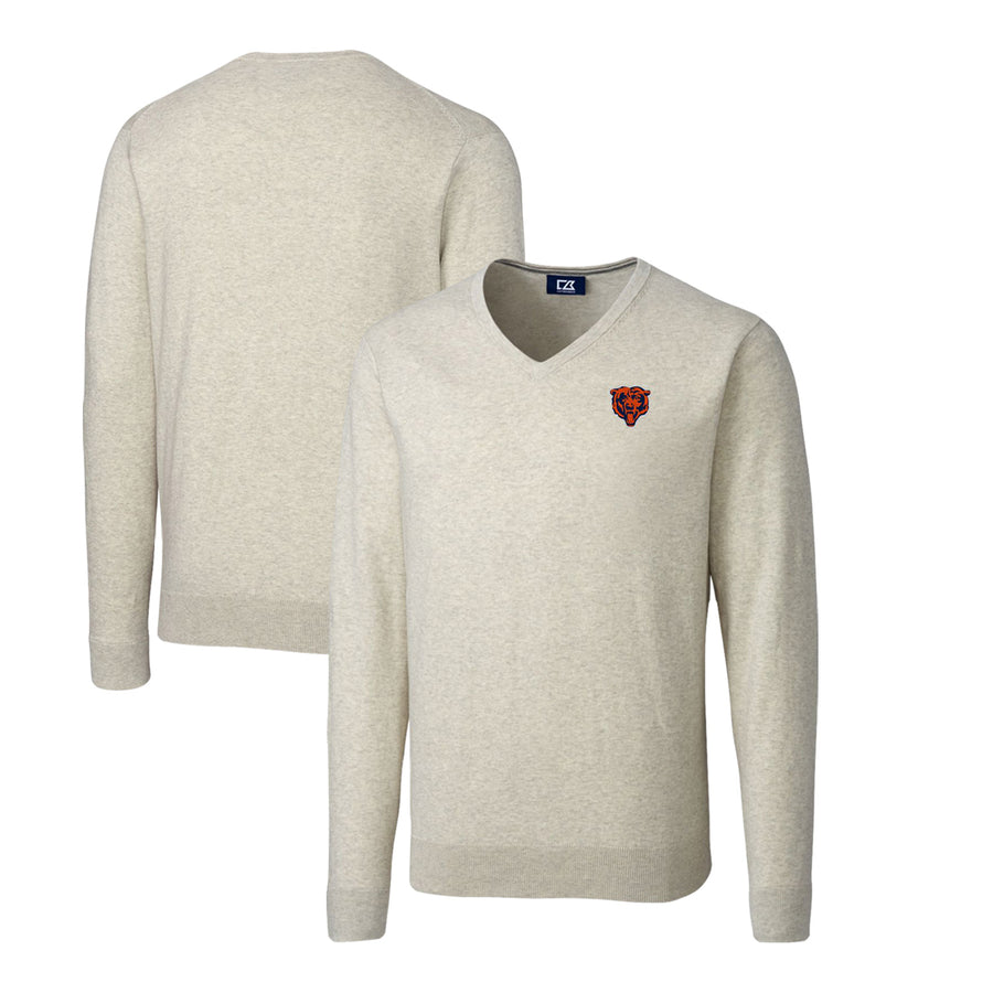 Men's Cutter & Buck Oatmeal Chicago Bears Throwback Logo Lakemont Tri-Blend Big & Tall V-Neck Pullover Sweater