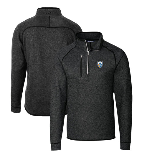 Men's Cutter & Buck Heather Charcoal Los Angeles Chargers Mainsail Sweater-Knit Big & Tall Half-Zip Pullover Jacket