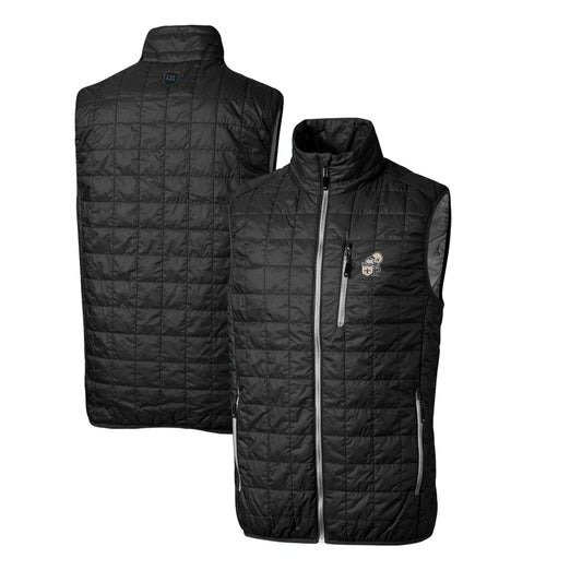 Men's Cutter & Buck Black New Orleans Saints Throwback Logo Big & Tall Rainier PrimaLoft Eco Insulated Full-Zip Puffer Vest