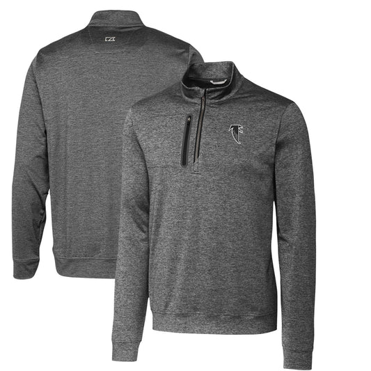 Men's Cutter & Buck Steel Atlanta Falcons Stealth Heathered Big & Tall Throwback Logo Quarter-Zip Pullover Top