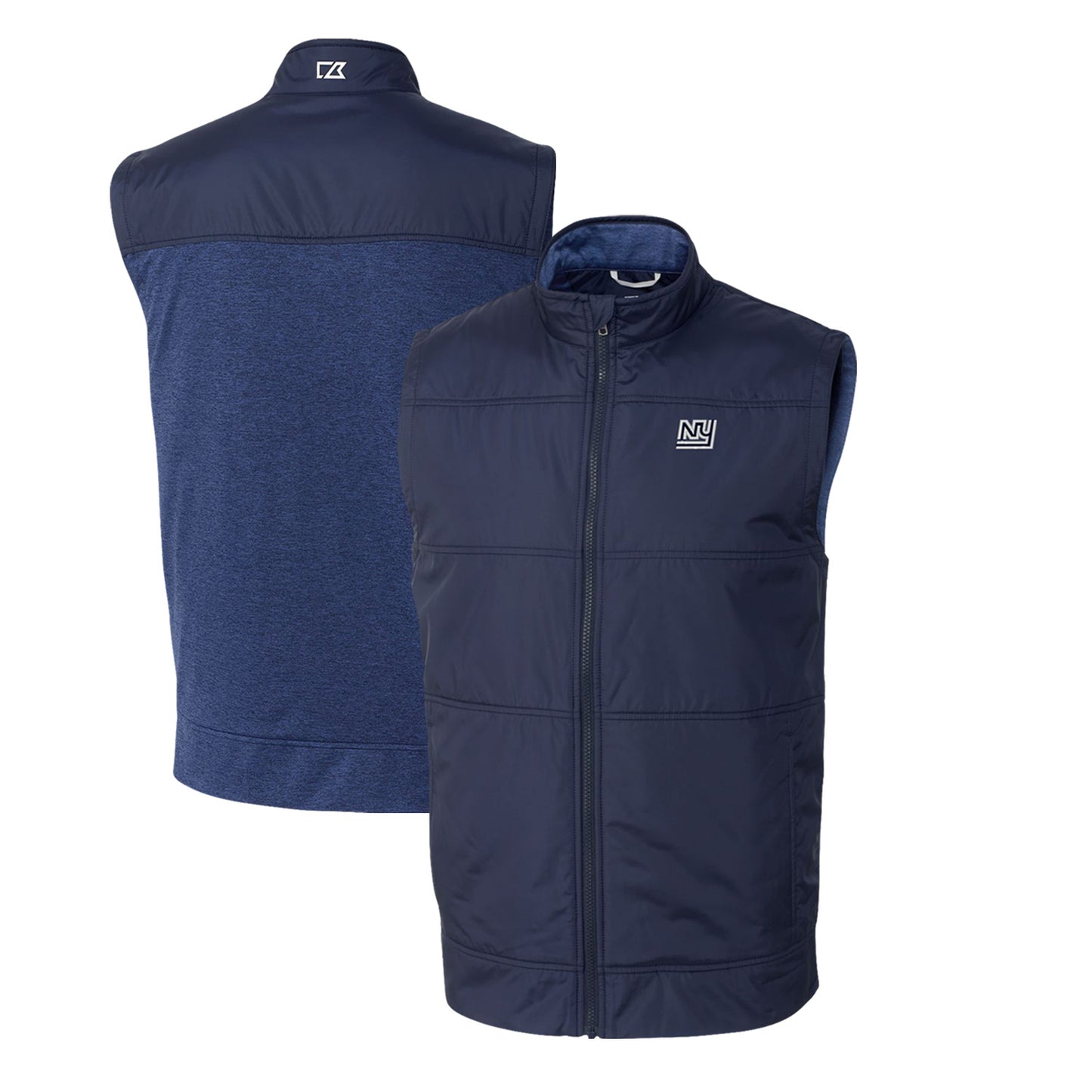 Men's Cutter & Buck Navy New York Giants Throwback Logo Big & Tall Stealth Hybrid Quilted Windbreaker Full-Zip Vest