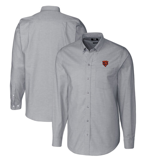 Men's Cutter & Buck Charcoal Chicago Bears Throwback Logo Big & Tall Long Sleeve Stretch Oxford Button-Down Shirt
