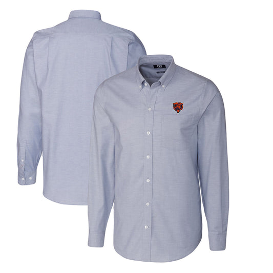 Men's Cutter & Buck Light Blue Chicago Bears Throwback Logo Big & Tall Long Sleeve Stretch Oxford Button-Down Shirt