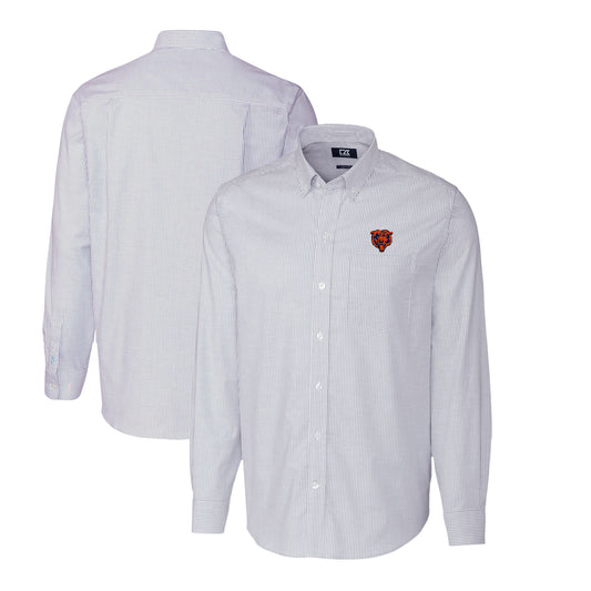 Men's Cutter & Buck Light Blue Chicago Bears Throwback Logo Big & Tall Stretch Oxford Stripe Long Sleeve Button Down Shirt