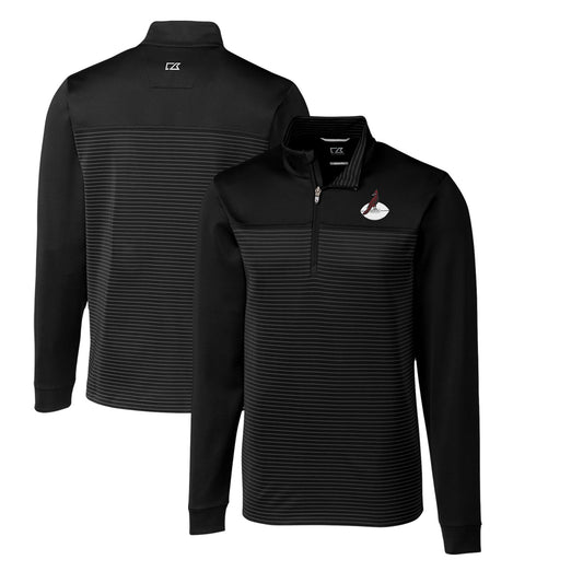 Men's Cutter & Buck Black Arizona Cardinals Throwback Logo Traverse Stripe Stretch Quarter-Zip Big & Tall Pullover Top