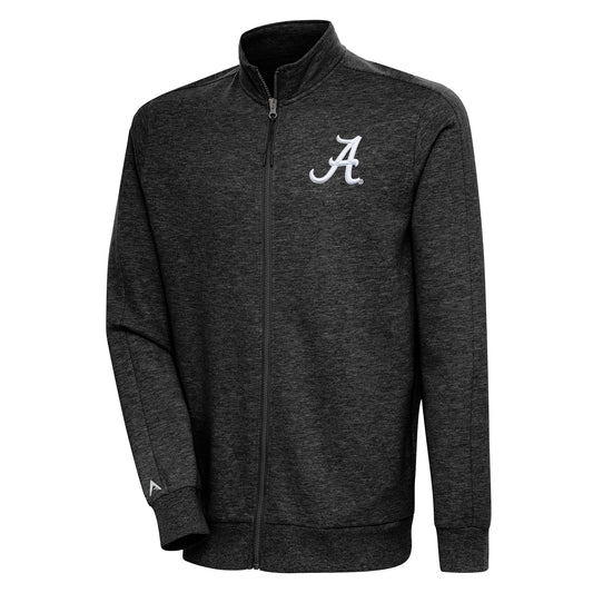 Men's Antigua Heather Black Alabama Crimson Tide Action Full-Zip Jacket