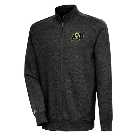 Men's Antigua Heather Black Colorado Buffaloes Action Full-Zip Jacket