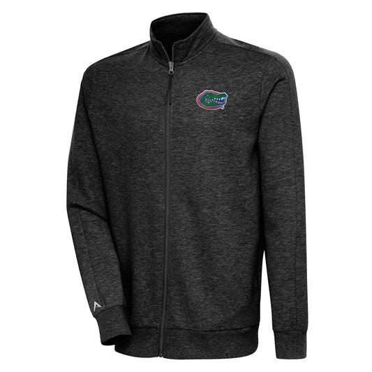 Men's Antigua Heather Black Florida Gators Action Full-Zip Jacket