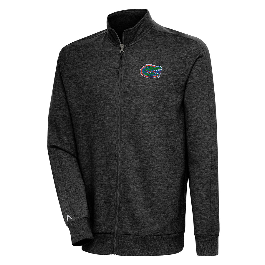 Men's Antigua Heather Black Florida Gators Action Full-Zip Jacket