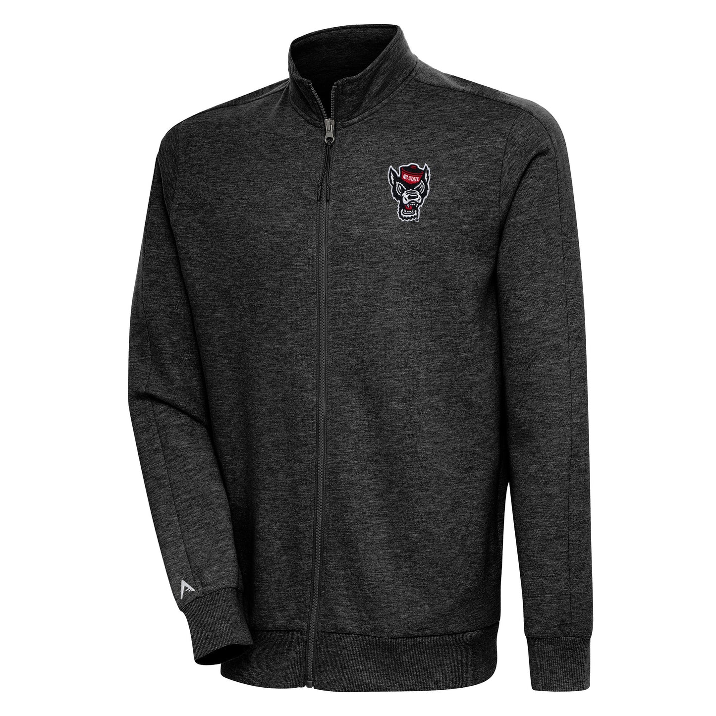 Men's Antigua Heather Black NC State Wolfpack Action Full-Zip Jacket