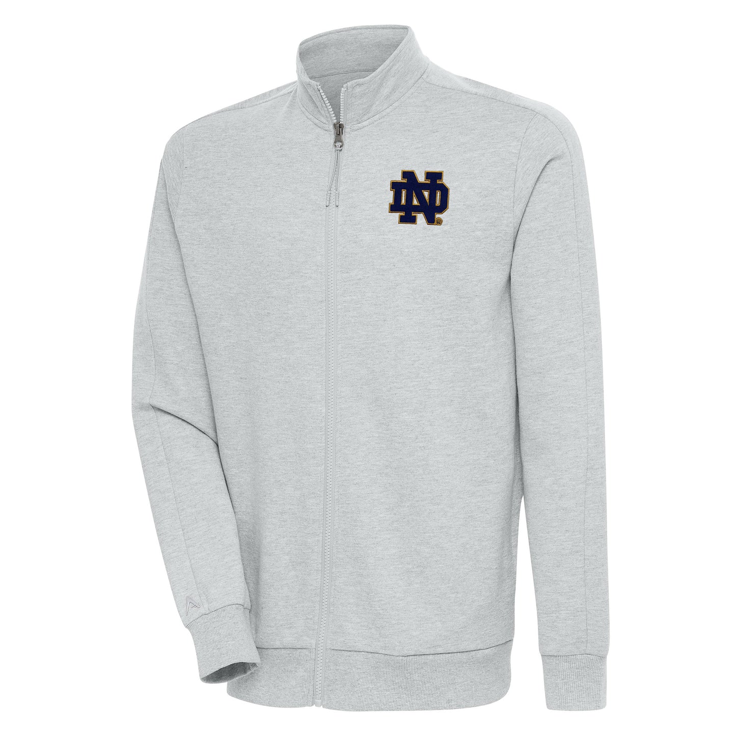 Men's Antigua Heather Gray Notre Dame Fighting Irish Action Full-Zip Jacket