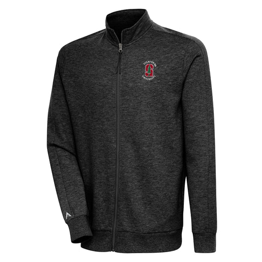 Men's Antigua Heather Black Stanford Cardinal Action Full-Zip Jacket