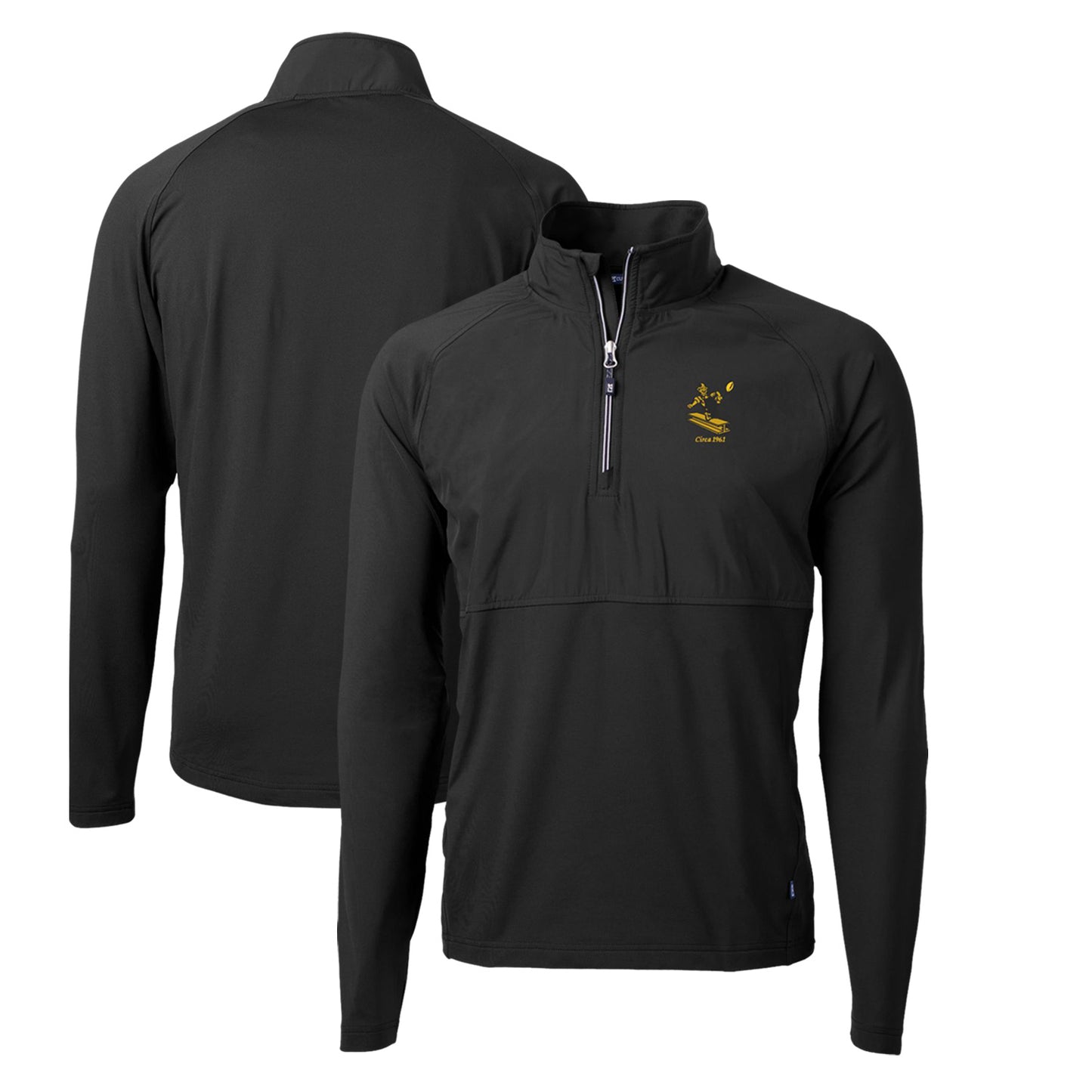 Men's Cutter & Buck Black Pittsburgh Steelers Adapt Eco Knit Hybrid Recycled Quarter-Zip Throwback Pullover Top