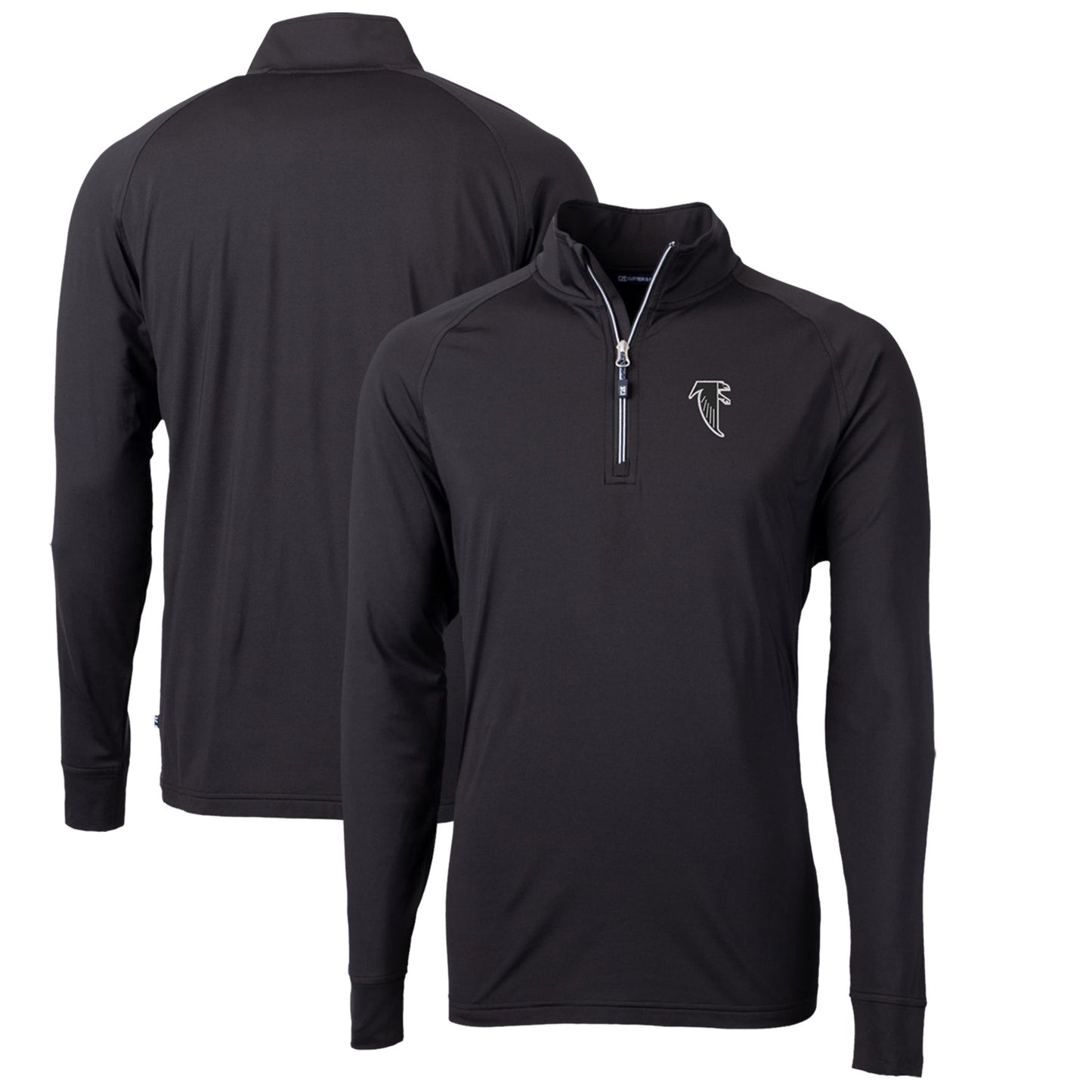 Men's Cutter & Buck Black Atlanta Falcons Adapt Eco Knit Stretch Recycled Quarter-Zip Throwback Pullover Top