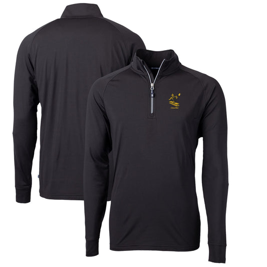 Men's Cutter & Buck Black Pittsburgh Steelers Adapt Eco Knit Stretch Recycled Quarter-Zip Throwback Pullover Top