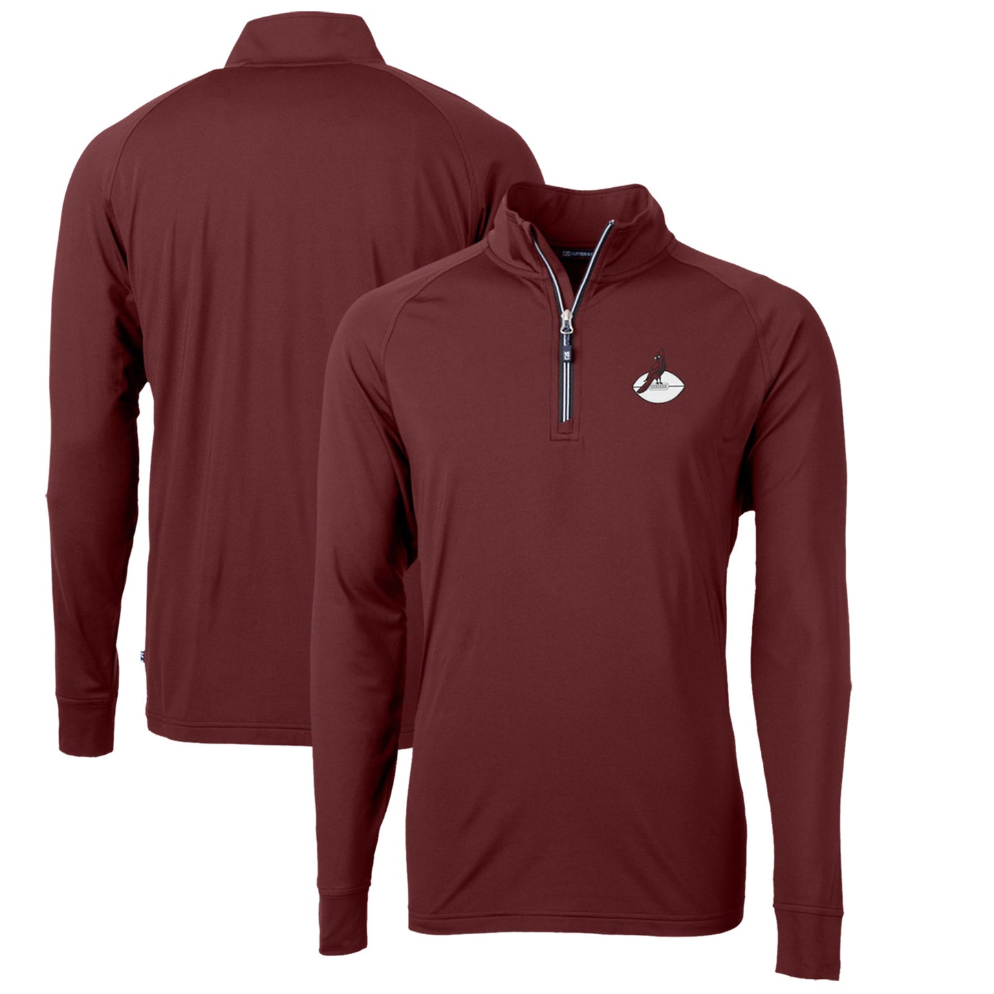 Men's Cutter & Buck Burgundy Arizona Cardinals Adapt Eco Knit Stretch Recycled Quarter-Zip Throwback Pullover Top