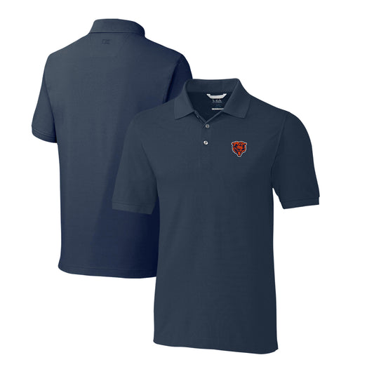 Men's Cutter & Buck Navy Chicago Bears Advantage Tri-Blend Pique Throwback Polo