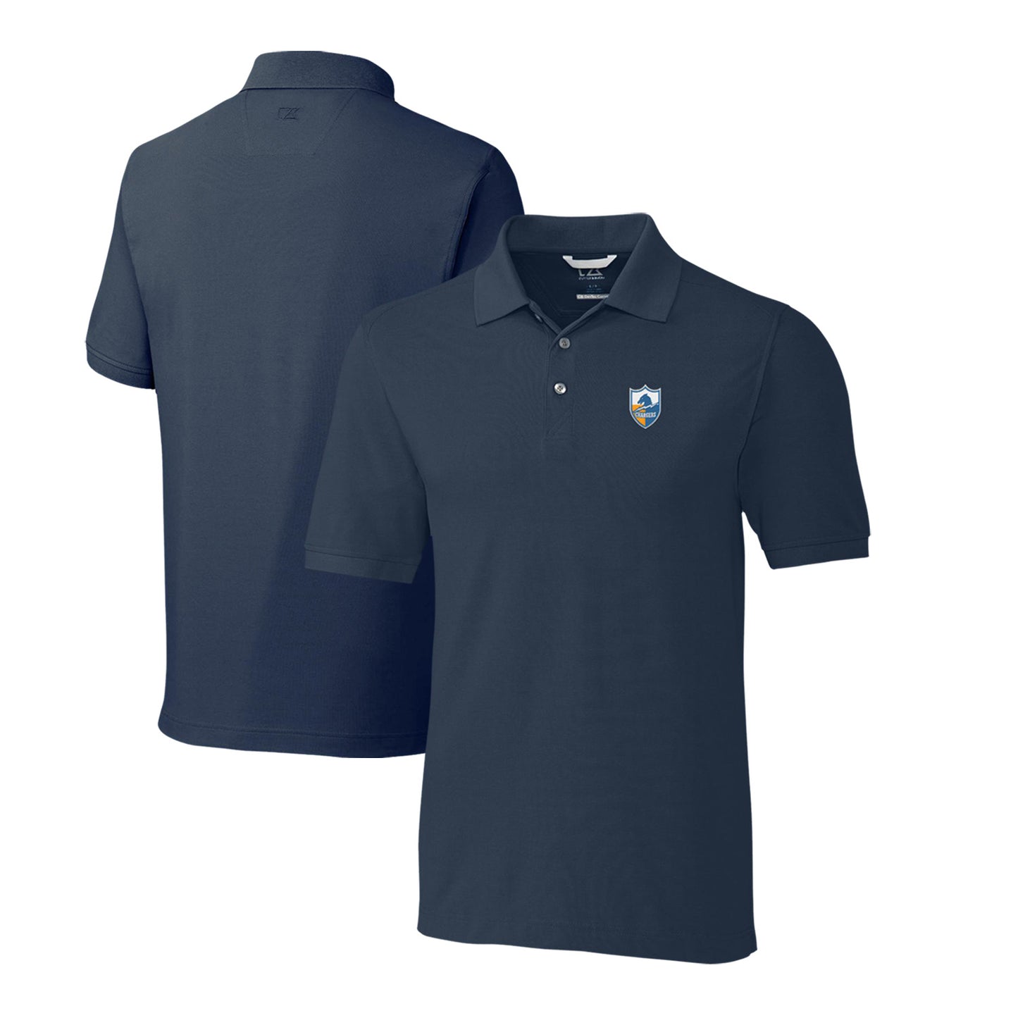 Men's Cutter & Buck Navy Los Angeles Chargers Advantage Tri-Blend Pique Throwback Polo